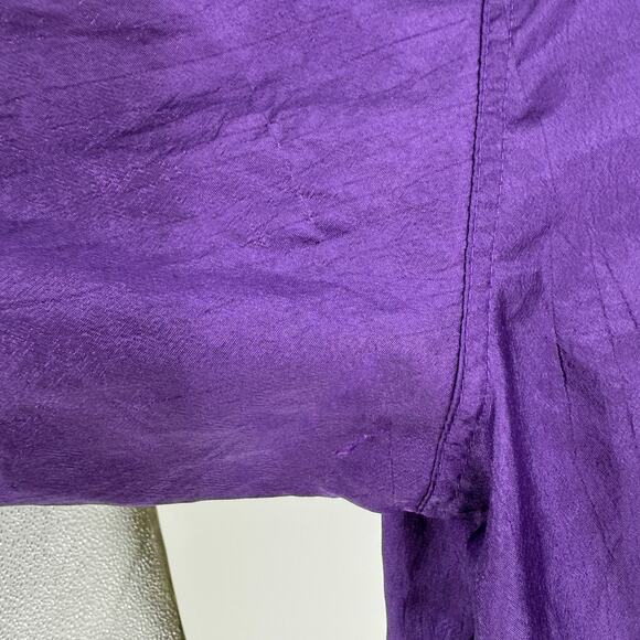 Vintage Ashleigh Morgan Purple Unlined Button Front Blouse Shoulder Pads Size 2X - Picture 6 of 9